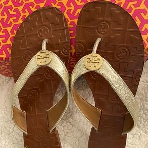 Tory Burch Reverse Metallic Sandals- Spark Gold s9